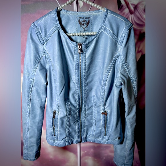 NEW Point Zero baby blue leather imitation jacket - Picture 3 of 10